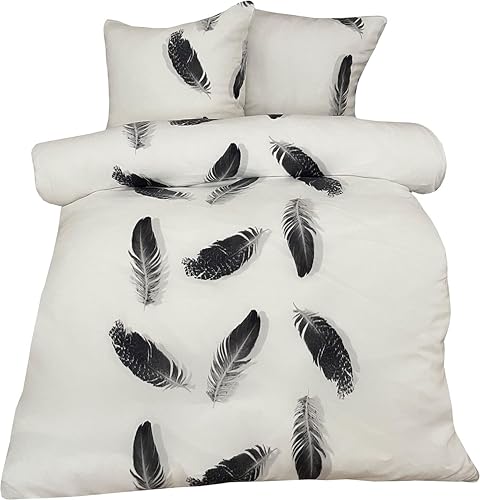 Leonado Vicenti Winter Bettwäsche Thermo Fleece Flausch Kuschelig Warme Garnitur Bettbezüge Set, Größe:3 teilig 240x220 cm, Farbe:Feder weiß schwarz Leonado Vicenti Winter Bettwäsche Thermo Fleece Flausch Kuschelig Warme Garnitur Bettbezüge Set, Größe:3 teilig 240x220 cm, Farbe:Feder weiß schwarz von Leonado Vicenti