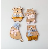 Woolywood Kreuzstichspiel - Weihnachtsdekorationen Aus Holz Zum Sticken, Kreuzstich Mit Tieren Diy-Wollset, Diy-Christbaumschmuck Woolywood Kreuzstichspiel - Weihnachtsdekorationen Aus Holz Zum Sticken, Kreuzstich Mit Tieren Diy-Wollset, Diy-Christbaumschmuck von LeonardiWood