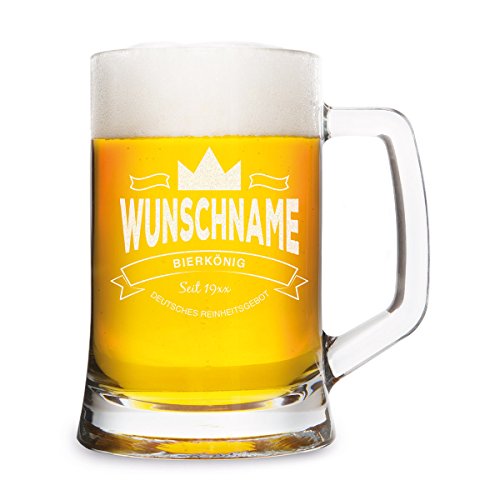 Leonardo Bierglas mit individueller Gravur - Bierkönig - Bierkrug 0,5 L von Leonardo und Kartenmachen.de