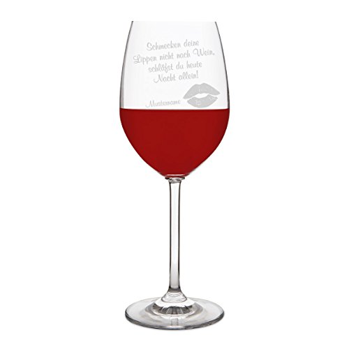 Leonardo Rotweinglas 470ml Individuelle Gravur Geschenk Weinglas - Kussmund von Leonardo und Kartenmachen.de