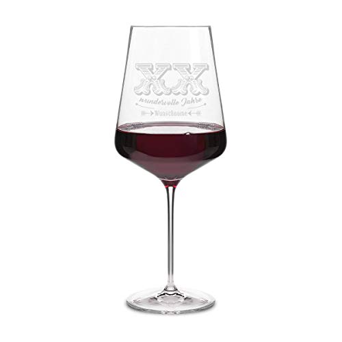 Leonardo Rotweinglas XXL 750 ml individuelle Gravur Geschenkidee Witzig Weinglas - Wundervolle Jahre von Leonardo und Kartenmachen.de