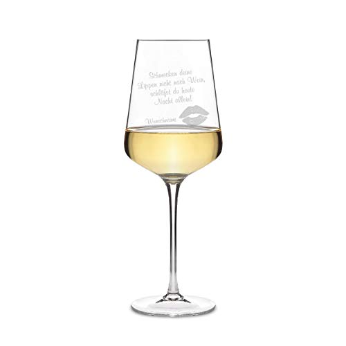 Leonardo Weißweinglas 560 ml Weinglas mit individueller Gravur als Geschenk für Frauen - Kussmund von Leonardo und Kartenmachen.de