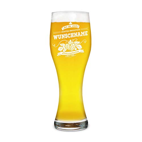 Leonardo Weizenglas 0,5L Individuelle Gravur Geschenk Bierglas - Hopfen-Smoothie von Leonardo und Kartenmachen.de