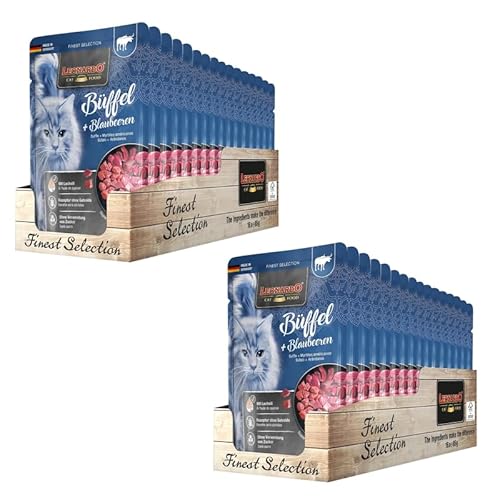 Leonardo Finest Selection Büffel & Blaubeere | Doppelpack | 2 x 16 x 85 g | Nassfutter für ausgewachsene Katzen | Empfohlen bei Futterunverträglichkeiten | Frischebeutel Leonardo Finest Selection Büffel & Blaubeere | Doppelpack | 2 x 16 x 85 g | Nassfutter für ausgewachsene Katzen | Empfohlen bei Futterunverträglichkeiten | Frischebeutel von Leonardo