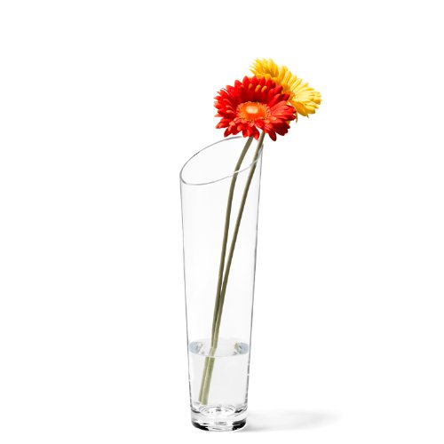 Leonardo Dynamic Vase, hohe schmale Bodenvase für Blumen oder Deko aus Klarglas, mit abgeschrägter Öffnung, 40 x 12,5 x 12,5 cm, 1,2 kg, 2,4 l, 012305 von LEONARDO HOME
