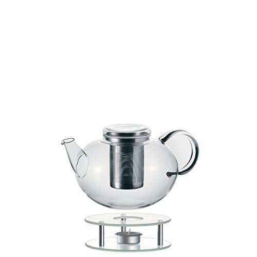 Leonardo Set Teekanne mit Stövchen Moon, 2-teilig, 2 l, handgefertigt, hitzebeständiges Glas und Edelstahl, 014666 von LEONARDO HOME