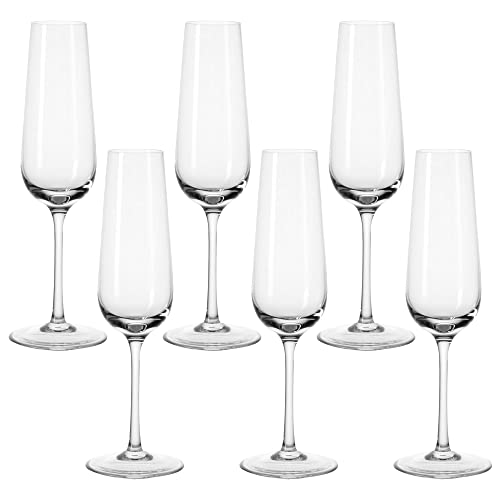 Leonardo Tivoli Sektgläser 6er Set, Sekt-Kelch mit gezogenem Stiel, spülmaschinenfeste Prosecco-Gläser, Höhe 23 cm, 210 ml, 020962 von LEONARDO HOME