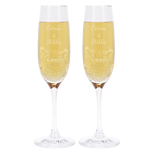 Leonardo 2 Sektgläser zur Hochzeit mit Gratis Gravur des Namens und Datums von LEONARDO HOME
