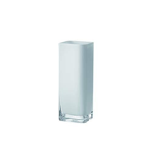 Leonardo Lucca moderne Tisch-Vase aus Glas, handgefertigte Blumen-Vase, rechteckige Deko-Vase, große Kasten-Vase aus Farbglas in weiß, Höhe 30 cm, 065956 von LEONARDO HOME