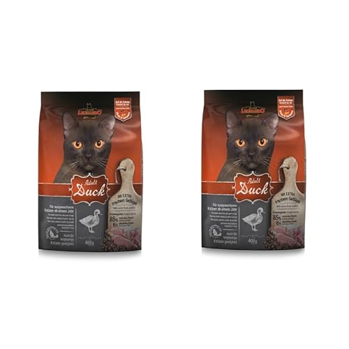 Leonardo Adult Duck | Doppelpack | 2 x 400 g | Trockenfutter für ausgewachsene Katzen | Verfeinert mit unterstützend vitalisierendem Krill | Für gesunde Haut und glänzendes Fell von Leonardo