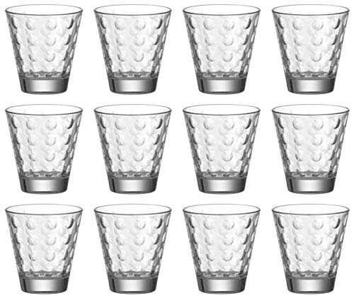 Leonardo Ciao Optic Wasser-Gläser, 12er Set, spülmaschinengeeignete Saft-Gläser, Trink-Becher aus Glas mit Muster, 215 ml, 048854 von LEONARDO HOME