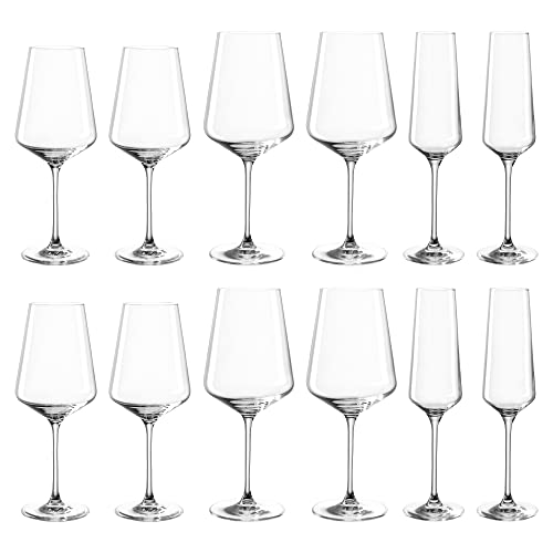 Leonardo Puccini Glas 12er Set, Weißwein-, Rotwein- und Sekt-Gläser, spülmaschinenfeste Kelch-Gläser, Sekt- und Weingläser-Set, 069525 von Leonardo