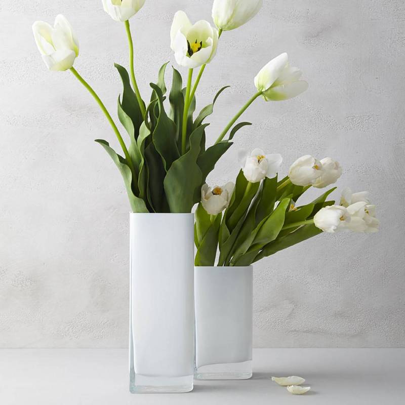 home24 Vase Lucca 11 x 30cm Weiß/Weiß von home24