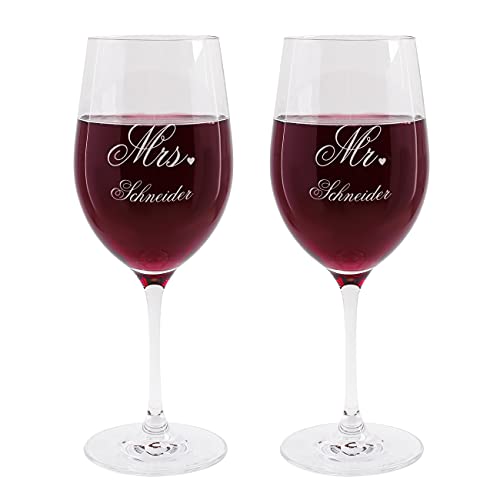 Leonardo Weinglas Set zur Hochzeit - Mr. & Mrs. - mit Gratis Gravur des Familiennamens von LEONARDO HOME