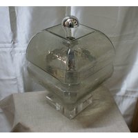 Große Lampe Murano Mazzega Untergetauchtes Glas Geräucherte Schattierung Basis Aus Acrylkristall Plexiglas Pilzlampe Made in Italy 1970S 80S von LeonardoVintage