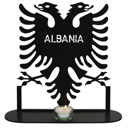 Albania Teelichthalter Kerzenständer, Personalisierte Mit Namen Geschenke - Albanische Doppeladler - Shqipërisë,Tischdeko Aus MDF Holz in 7 Farbe von Leongeschenke