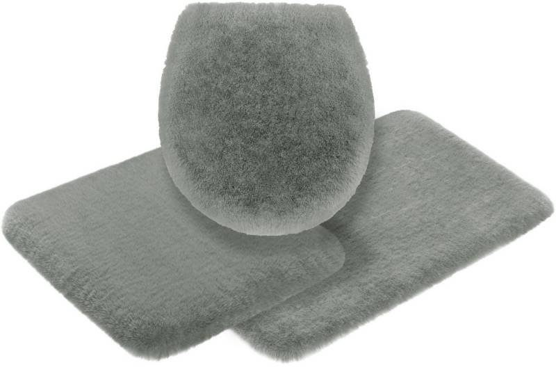 Leonique Badematte Ransol, besonders langer Flor, sehr flauschig, Höhe 50 mm, fußbodenheizungsgeeignet, strapazierfähig, Polyester, rechteckig, 3-tlg. Hänge-WC Set, Badteppich, Kaninchenfell-Haptik, rechteckig, rund & als 3-tlg. Set von Leonique