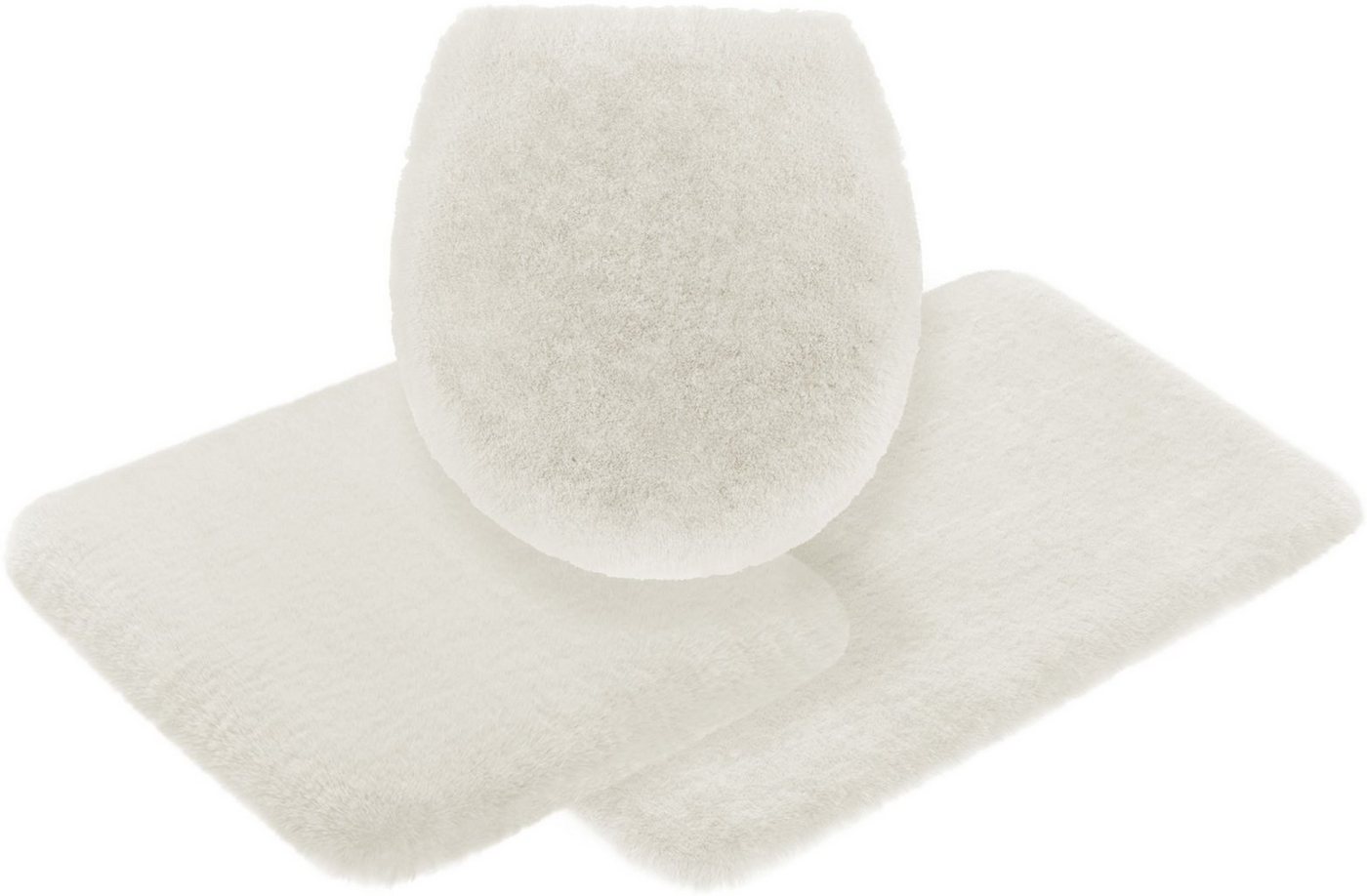 Badematte Ransol Leonique, Höhe 50 mm, fußbodenheizungsgeeignet, strapazierfähig, Polyester, rechteckig, 3-tlg. Hänge-WC Set, Badteppich, Kaninchenfell-Haptik, rechteckig, rund & als 3-tlg. Set von Leonique