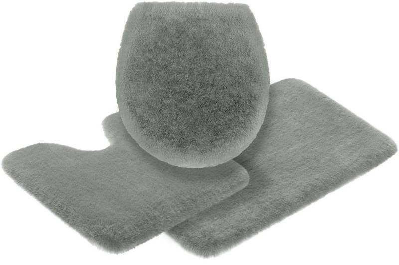 Leonique Badematte Ransol, besonders langer Flor, sehr flauschig, Höhe 50 mm, fußbodenheizungsgeeignet, strapazierfähig, Polyester, rechteckig, 3-tlg. Stand-WC Set, Badteppich, Kaninchenfell-Haptik, rechteckig, rund & als 3-tlg. Set von Leonique