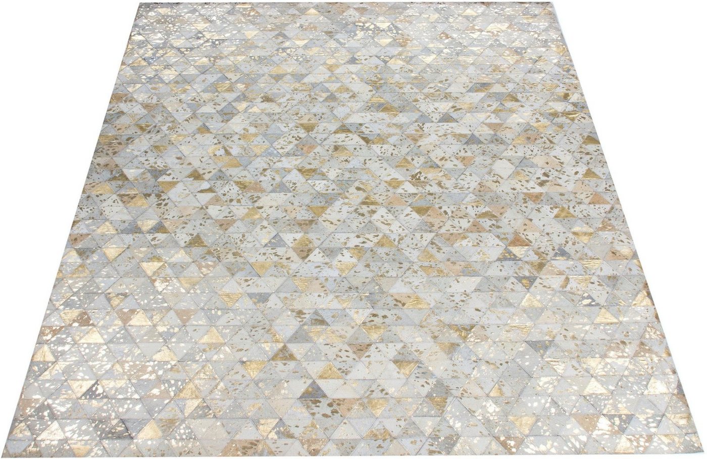 Lederteppich Amir, Leonique, rechteckig, Höhe: 8 mm, Kurzflor-Teppich, Dreieck-Muster, grafisches Design, Naturprodukt von Leonique