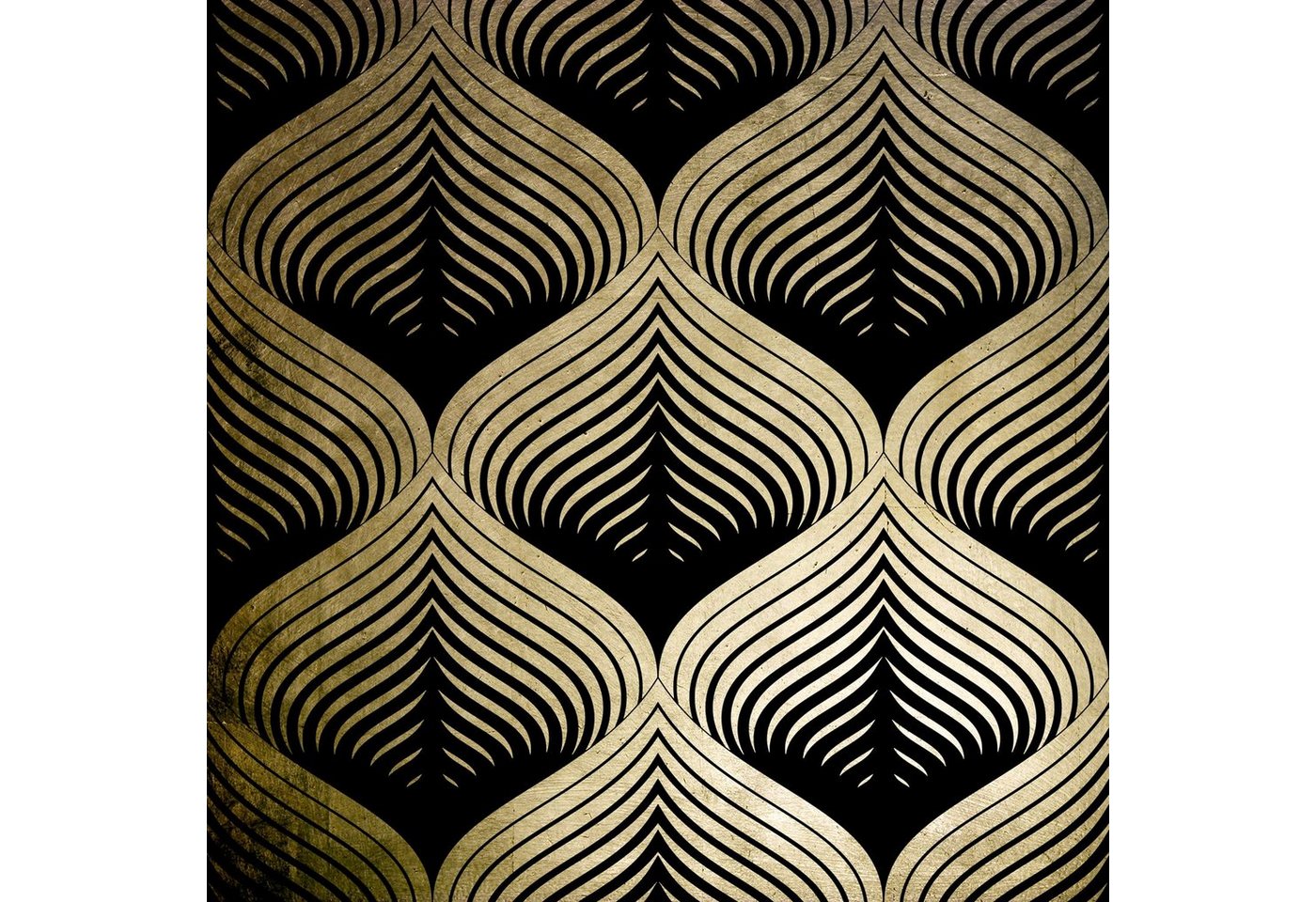 Leonique Acrylglasbild Blätter - Acrylbilder mit Blattgold veredelt, Blätter (1 St), Goldveredelung, Handgearbeitet, Gerahmt, Edel von Leonique