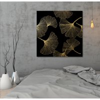 Leonique Acrylglasbild "Blätter - Acrylbilder mit Blattgold veredelt", Blätter-Blätter-Blumen-Blumenbilder-Kunst-Gemälde, (1 St.), Goldveredelung, Handgearbeitet, Gerahmt, Edel von Leonique