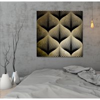 Leonique Acrylglasbild "Blätter - Acrylbilder mit Blattgold veredelt", Blätter-Blätterbilder-Pflanzen, (1 St.), Goldveredelung, Handgearbeitet, Gerahmt, Edel von Leonique