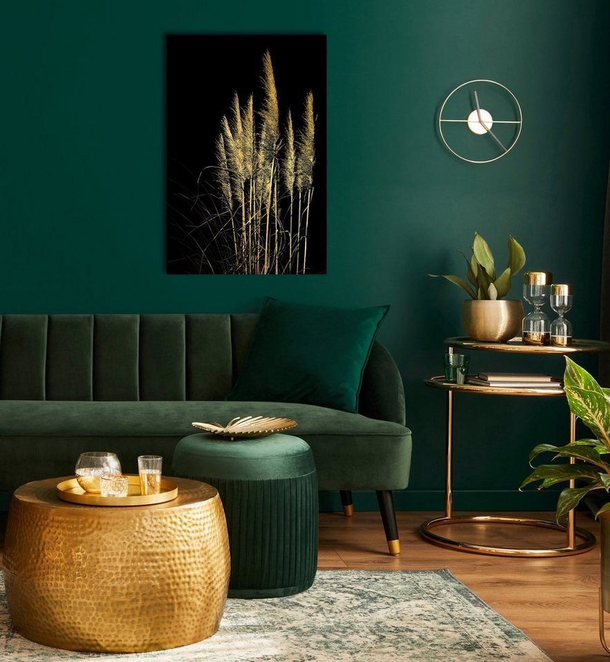 Leonique Acrylglasbild Pampas Gras - Acrylbilder mit Blattgold veredelt, Gräser, Modern, Pflanzen, Pflanzenbilder (1 St), Goldveredelung, Handgearbeitet, Gerahmt, Edel von Leonique