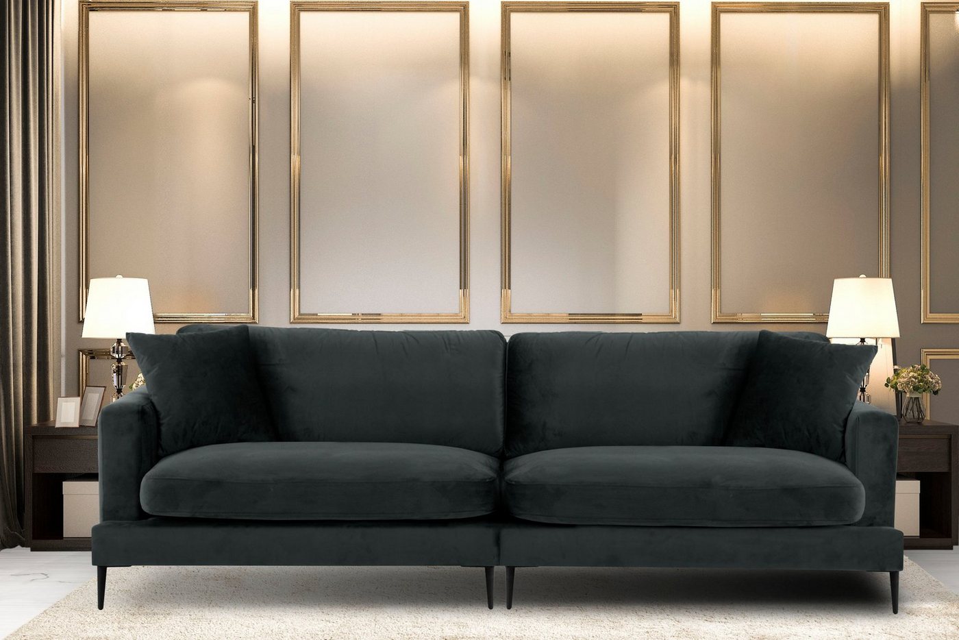 Leonique Big-Sofa Cozy elegantes Designsofa, Maße B/T/H: 252/97/80 cm, mit losen Kissen und Metallbeinen Leonique Big-Sofa Cozy elegantes Designsofa, Maße B/T/H: 252/97/80 cm, mit losen Kissen und Metallbeinen von Leonique