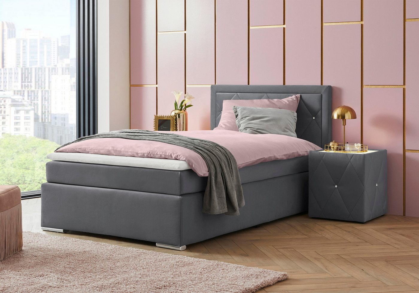 Leonique Boxbett Alfie, Bestseller, wahlweise mit Bettkasten, mit Straßsteinen im Kopfteil, H2, H3 und H4 wählbar Leonique Boxbett Alfie, Bestseller, wahlweise mit Bettkasten, mit Straßsteinen im Kopfteil, H2, H3 und H4 wählbar von Leonique