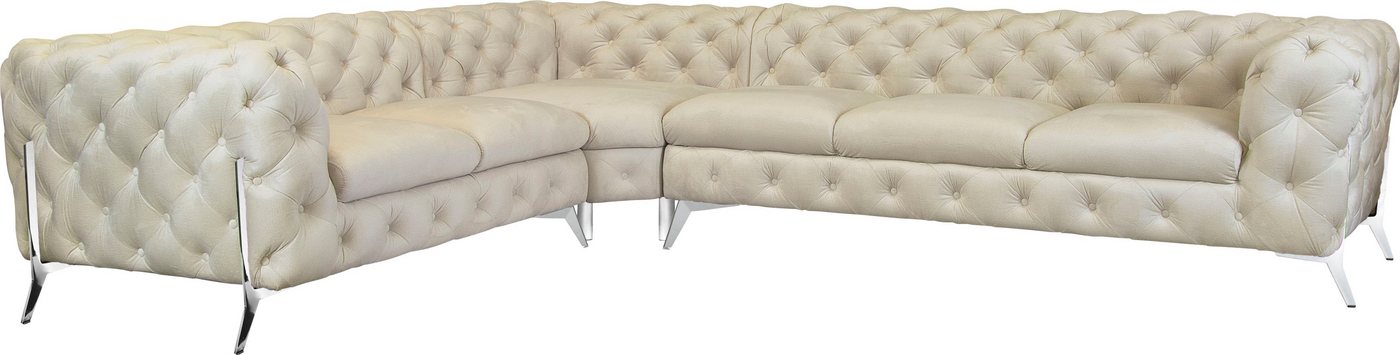 Leonique Chesterfield-Sofa Amaury L-Form, großes Ecksofa, Chesterfield-Optik, Breite 323 cm, Fußfarbe wählbar von Leonique