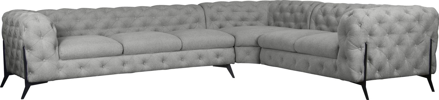 Leonique Chesterfield-Sofa Amaury L-Form, großes Ecksofa, Chesterfield-Optik, Breite 323 cm, Fußfarbe wählbar von Leonique