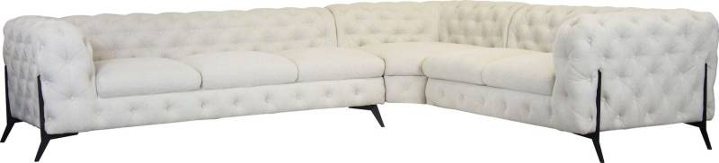 Leonique Chesterfield-Sofa Amaury L-Form, großes Ecksofa, Chesterfield-Optik, Breite 323 cm, Fußfarbe wählbar von Leonique
