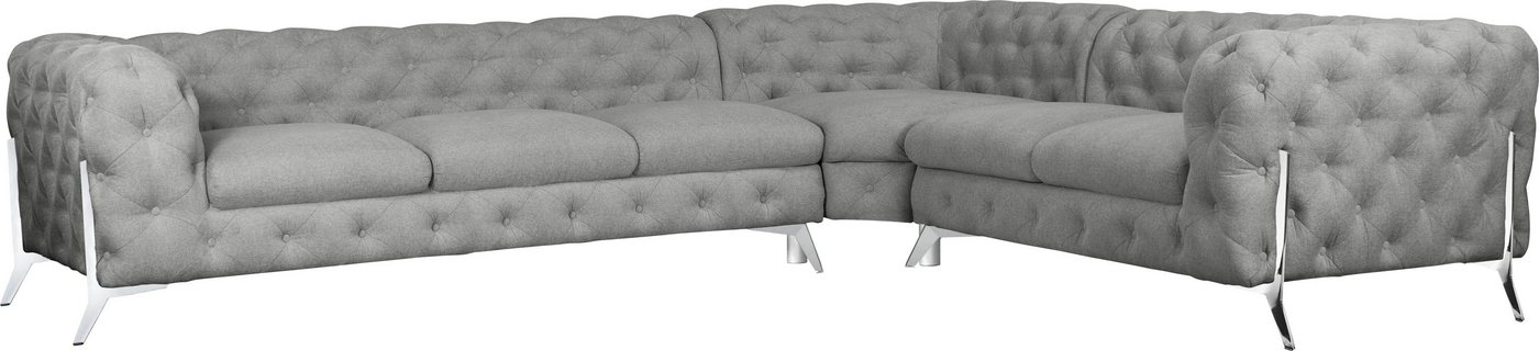 Leonique Chesterfield-Sofa Amaury L-Form, großes Ecksofa, Chesterfield-Optik, Breite 323 cm, Fußfarbe wählbar von Leonique