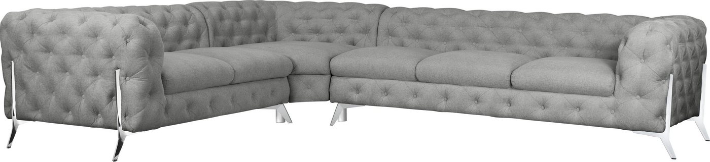 Leonique Chesterfield-Sofa Amaury L-Form, großes Ecksofa, Chesterfield-Optik, Breite 323 cm, Fußfarbe wählbar von Leonique