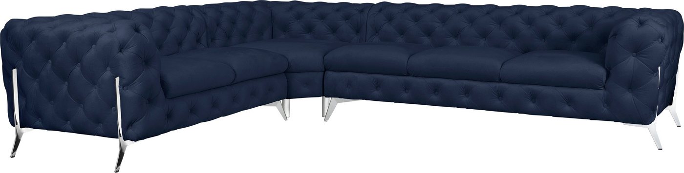 Leonique Chesterfield-Sofa Amaury L-Form, großes Ecksofa, Chesterfield-Optik, Breite 323 cm, Fußfarbe wählbar von Leonique