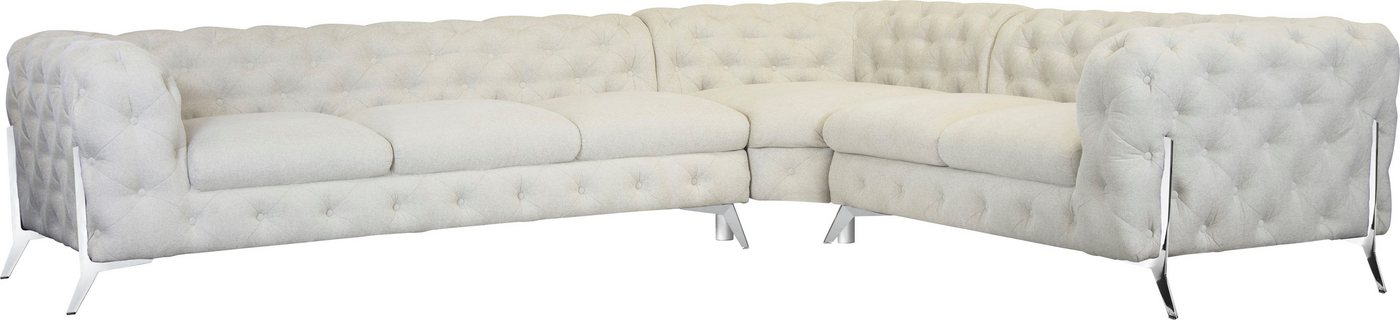 Leonique Chesterfield-Sofa Amaury L-Form, großes Ecksofa, Chesterfield-Optik, Breite 323 cm, Fußfarbe wählbar von Leonique