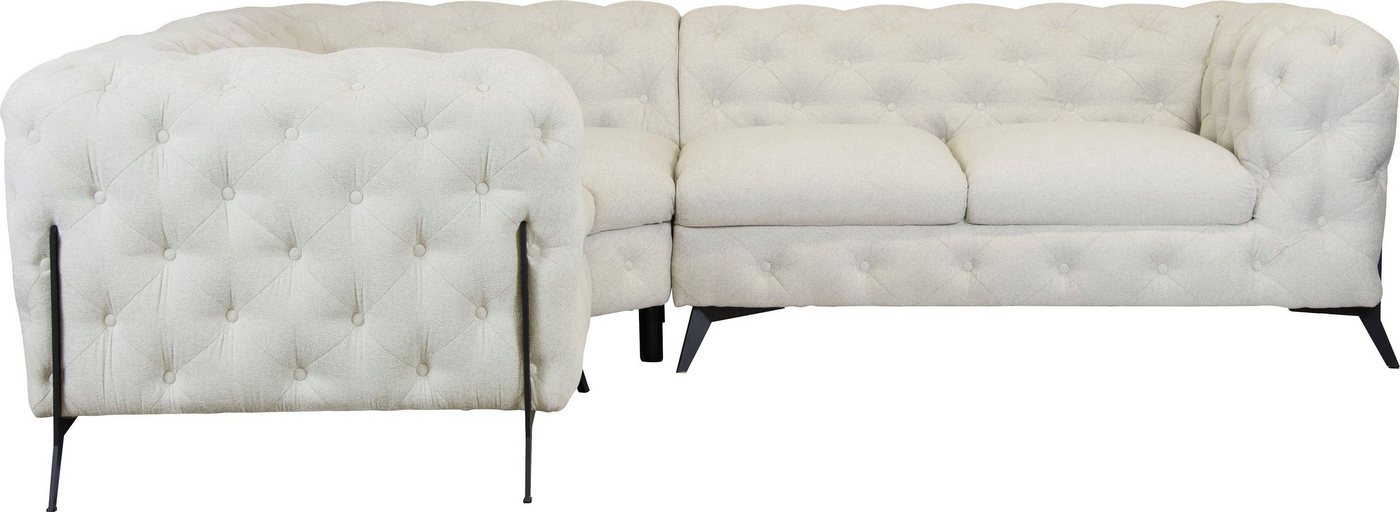 Leonique Chesterfield-Sofa Amaury L-Form, moderne Chersterfield-Optik, Breite 262 cm, Fußfarbe wählbar von Leonique