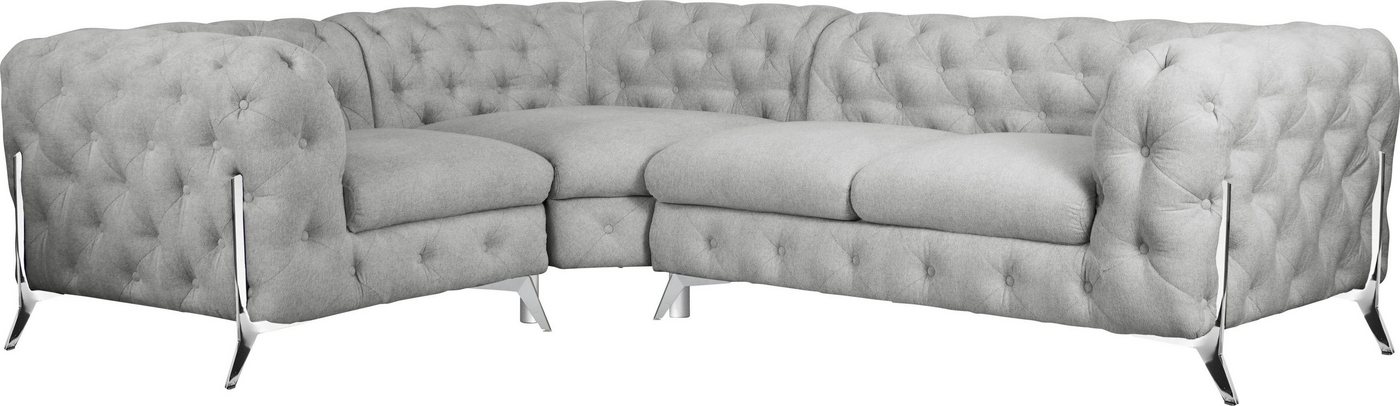 Leonique Chesterfield-Sofa Amaury L-Form, moderne Chersterfield-Optik, Breite 262 cm, Fußfarbe wählbar von Leonique