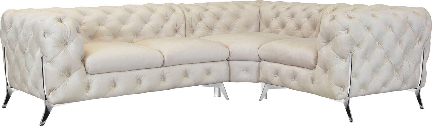 Leonique Chesterfield-Sofa Amaury L-Form, moderne Chersterfield-Optik, Breite 262 cm, Fußfarbe wählbar von Leonique