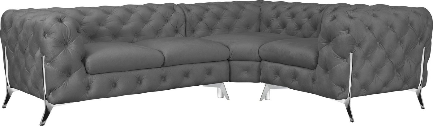 Leonique Chesterfield-Sofa Amaury L-Form, moderne Chersterfield-Optik, Breite 262 cm, Fußfarbe wählbar von Leonique