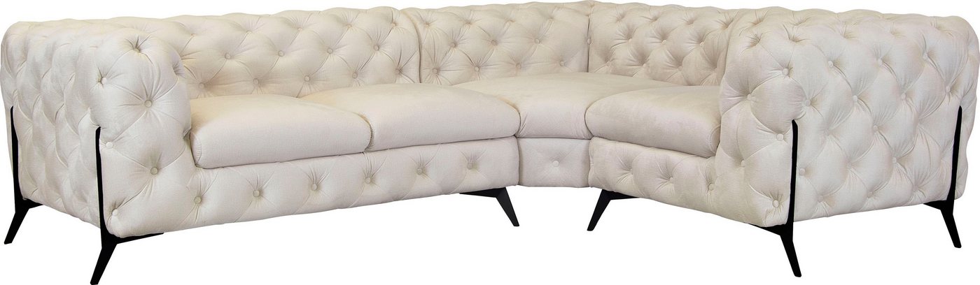 Leonique Chesterfield-Sofa Amaury L-Form, moderne Chersterfield-Optik, Breite 262 cm, Fußfarbe wählbar von Leonique