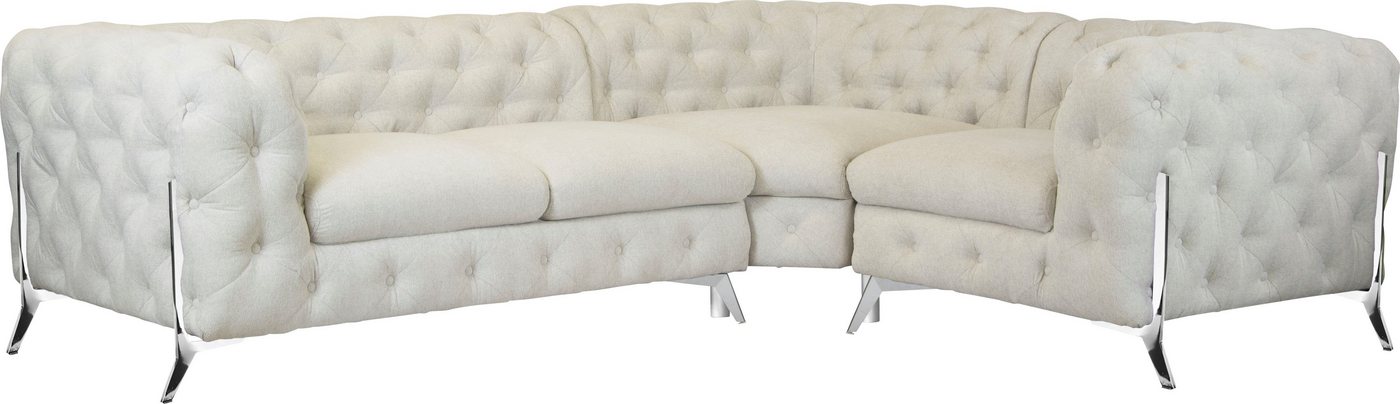 Leonique Chesterfield-Sofa Amaury L-Form, moderne Chersterfield-Optik, Breite 262 cm, Fußfarbe wählbar von Leonique