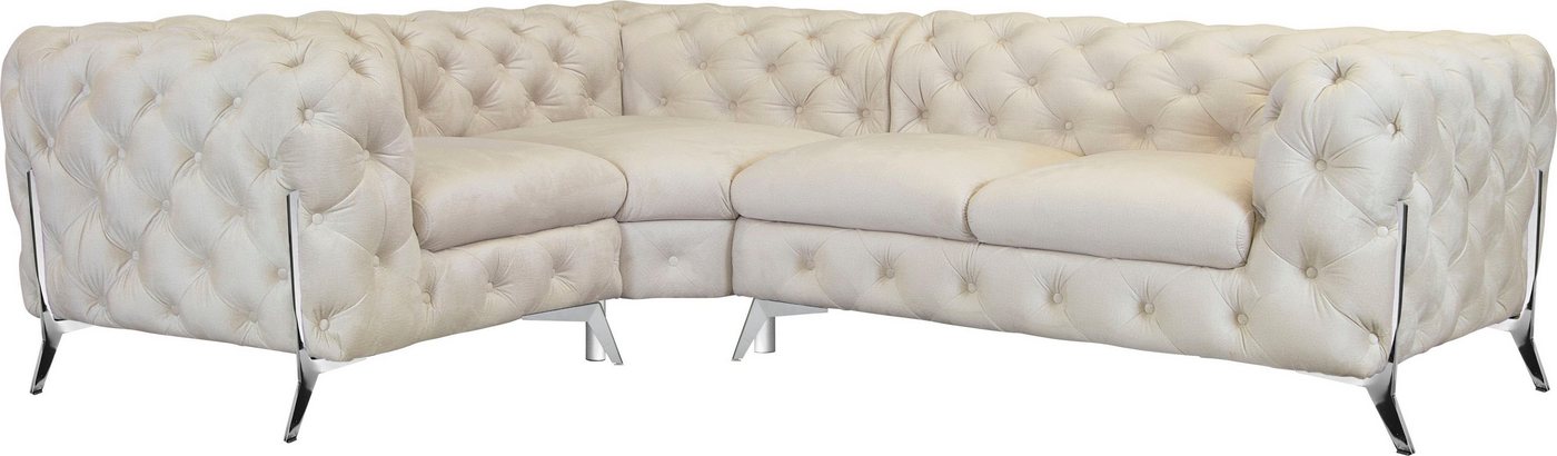 Leonique Chesterfield-Sofa Amaury L-Form, moderne Chersterfield-Optik, Breite 262 cm, Fußfarbe wählbar von Leonique