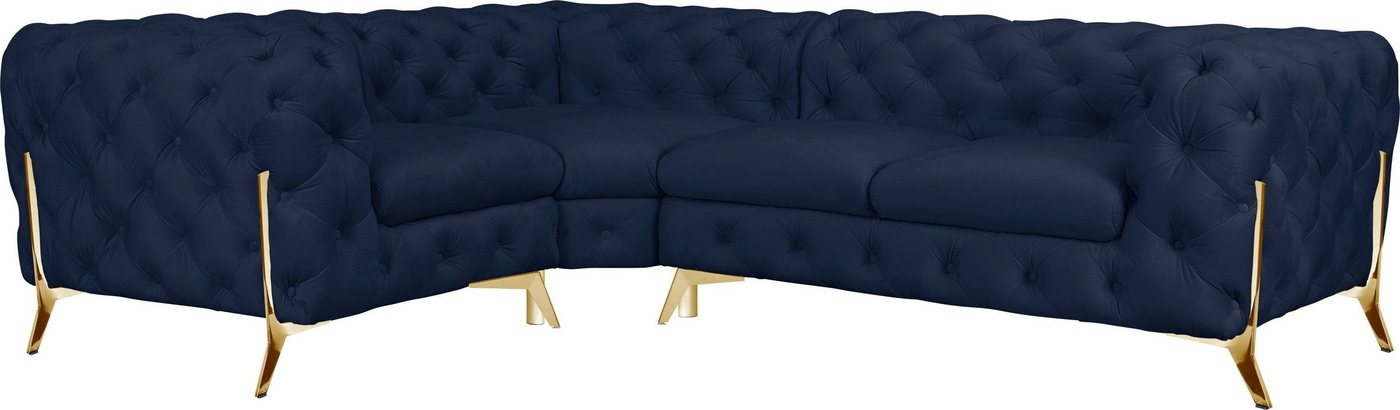 Leonique Chesterfield-Sofa Amaury L-Form, moderne Chersterfield-Optik, Breite 262 cm, Fußfarbe wählbar von Leonique