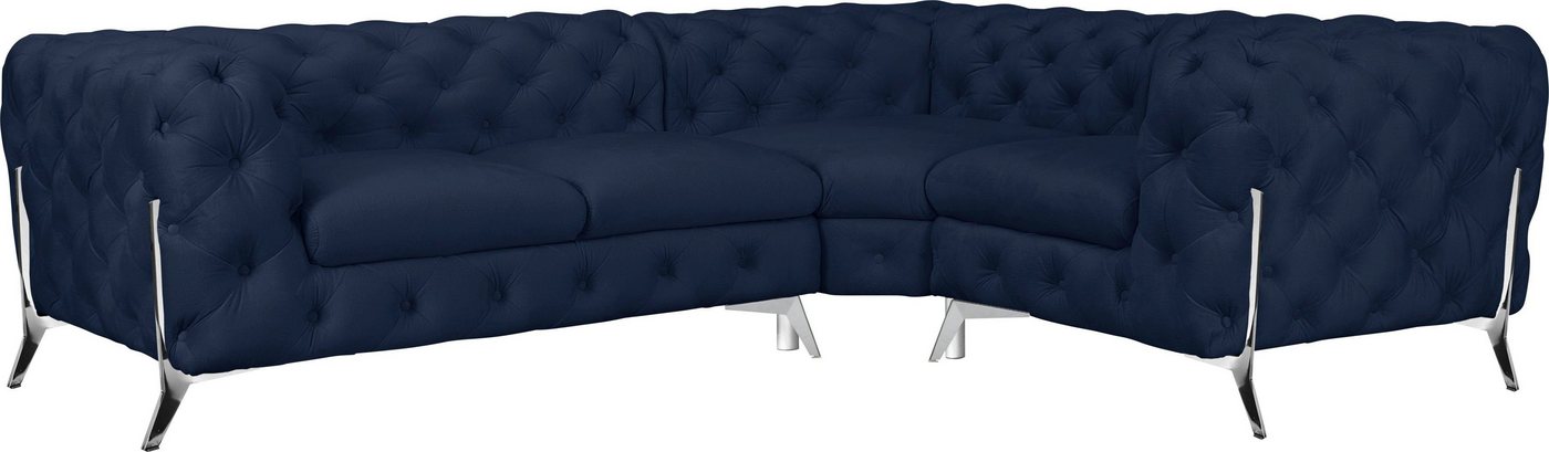 Leonique Chesterfield-Sofa Amaury L-Form, moderne Chersterfield-Optik, Breite 262 cm, Fußfarbe wählbar von Leonique