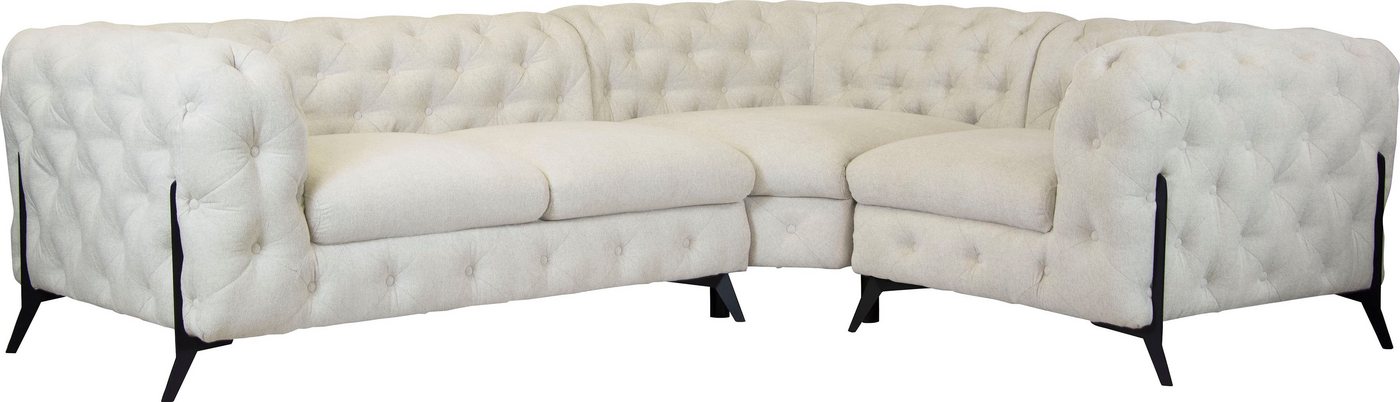 Leonique Chesterfield-Sofa Amaury L-Form, moderne Chersterfield-Optik, Breite 262 cm, Fußfarbe wählbar von Leonique