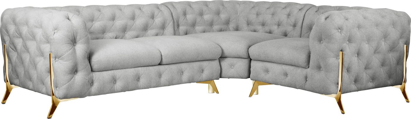 Leonique Chesterfield-Sofa Amaury L-Form, moderne Chersterfield-Optik, Breite 262 cm, Fußfarbe wählbar von Leonique