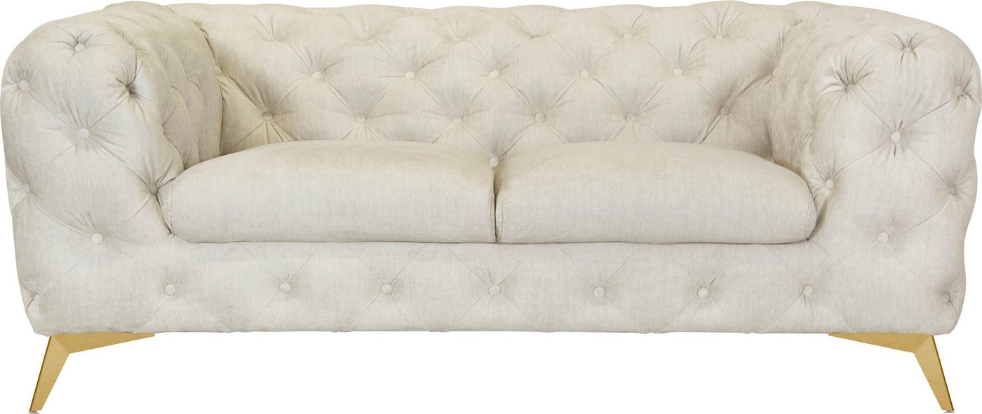 Leonique Chesterfield-Sofa Glynis, aufwändige Knopfheftung, moderne Chesterfield Optik, Fußfarbe wählbar von Leonique