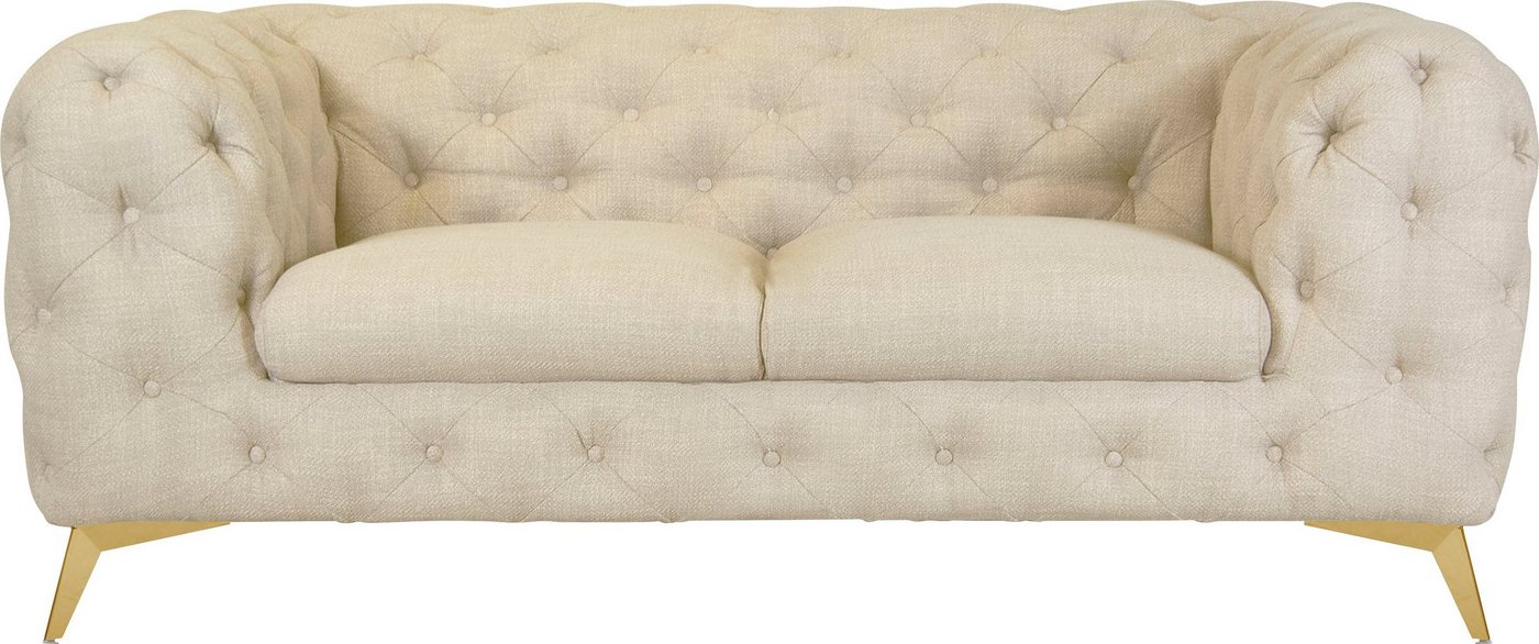 Leonique Chesterfield-Sofa Glynis, aufwändige Knopfheftung, moderne Chesterfield Optik, Fußfarbe wählbar von Leonique